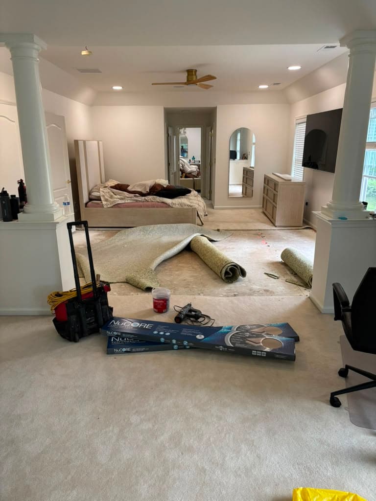 Old carpet before removal